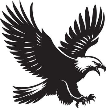 Flying Eagle bird Silhouette isolated on white background Minimalist Eagle shape vector