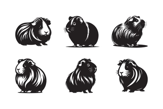 Guinea Pig Silhouette Vectors for Pet and Animal-Themed Invitations