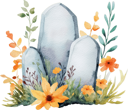 Tranquil Stone Arrangement Surrounded by Vibrant Florals png