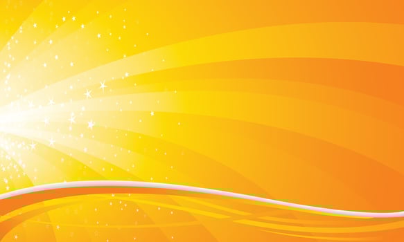 Shiny sun lights with star burst on orange white background vector