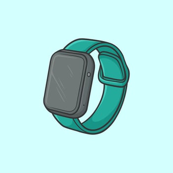 Smart Watch Grey Blue Style Cartoon vector