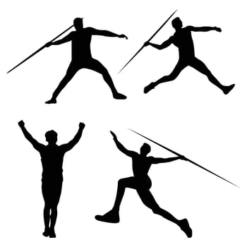 javelin throw silhouette shape drawing Vol 3 vector