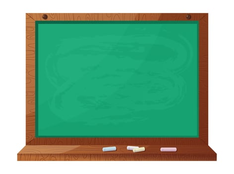 Green Chalkboard with Wooden Frame and Chalks vector