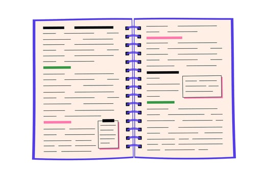 illustration of lecture notes with text highlighting. Perfect for educational materials, academic presentations, and study aids vector