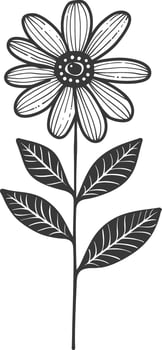A black and white drawing of a flower vector