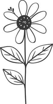 A black and white drawing of a flower vector