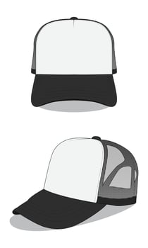 Black and white men's mesh hat template vector