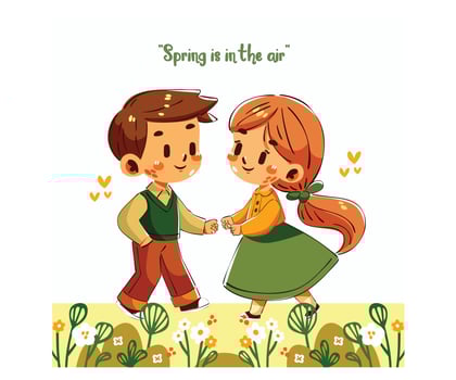 Spring Day with Couple Garden vector