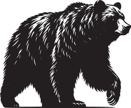 Bear Walking Silhouette illustration isolated on white background vector