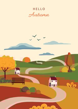 autumn background with road natural scene vector