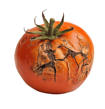 rotten tomato on isolated background png