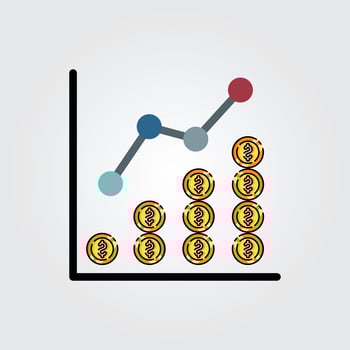 Colored outline graph coin icon logo illustration design, for business and finance theme design vector