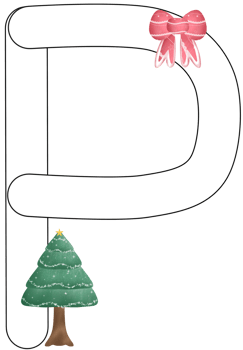 alphabet P in Christmas theme png