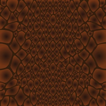Snake scale skin drawing. Reptile seamless texture. Brown gradient cell background. Animal print vector