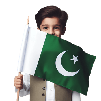 Boy holding Pakistan flag isolated from background png