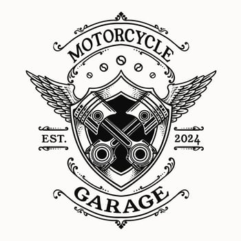 illustration of vintage motorcycle logo on white background vector