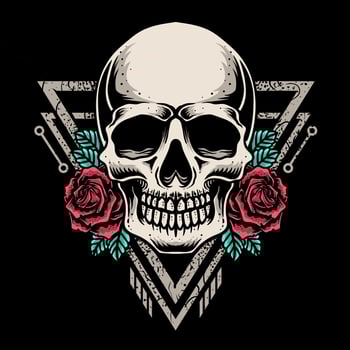 Illustration vintage skull with rose flower, Hand drawn good for T shirt, poster and logo vector