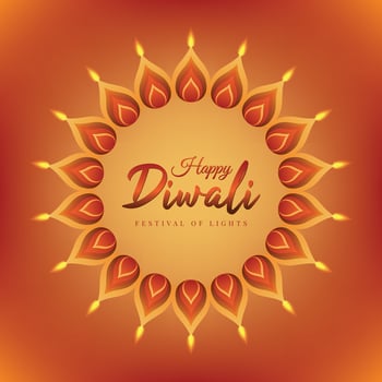 Happy Diwali design with decorative diya vector