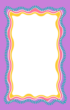 Wavy scallop border shape. Rectangle fun psychedelic hand drawn frame. Doodle cute design for text photo and picture. Groovy child template. Y2K decorative blank. png
