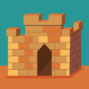A cartoon of a old castle gate vector