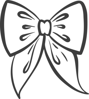 Ribbon bow and tie with knot for hair. Cute black doodle illustration. Vintage hand drawn outline decorative girly accessory. Fashion element for birthday and Christmas png