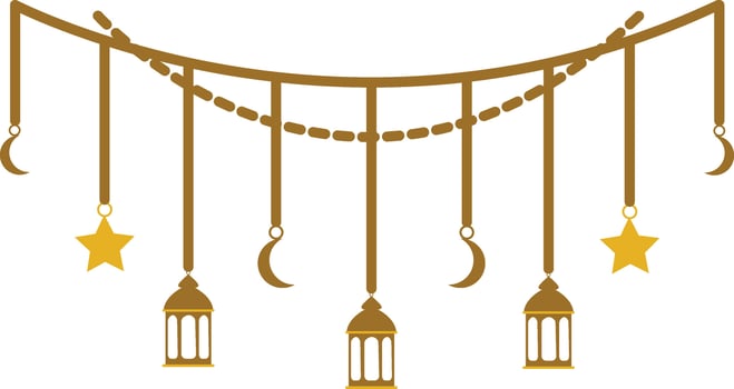 A hanging lantern with stars and crescent vector