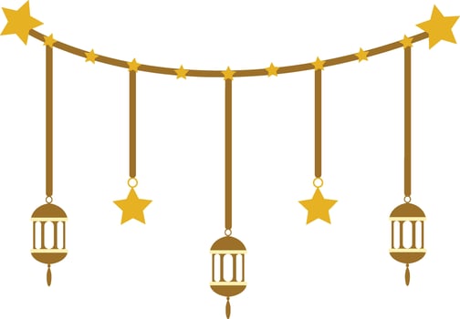 A string of lights with stars and lanterns vector