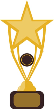 A golden star trophy with a black star on top vector