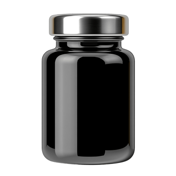A sleek black jar with a metallic lid, perfect for storage or decoration. Ideal for showcasing modern design aesthetics. png