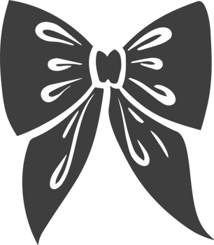 Ribbon bow and tie with knot for hair. Cute black doodle illustration. Vintage hand drawn outline decorative girly accessory. Fashion element for birthday and Christmas png