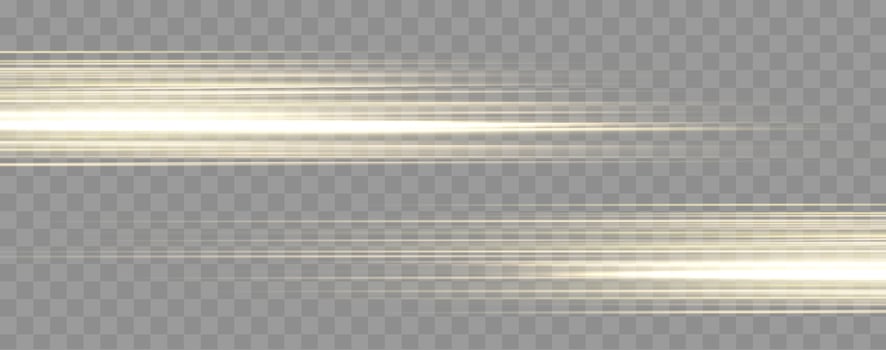Speed rays, velocity light neon flow, zoom in motion effect, gold glow speed lines, colorful light trails, stripes. vector