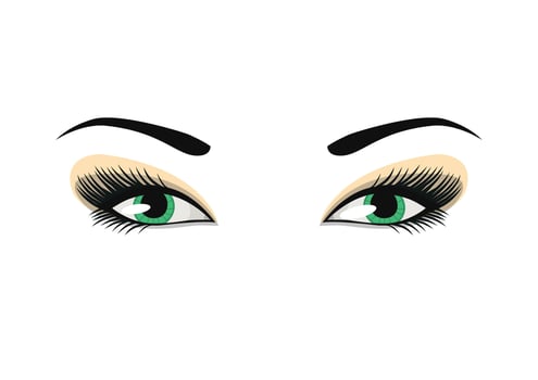 Female eyes with long lashes and make up vector