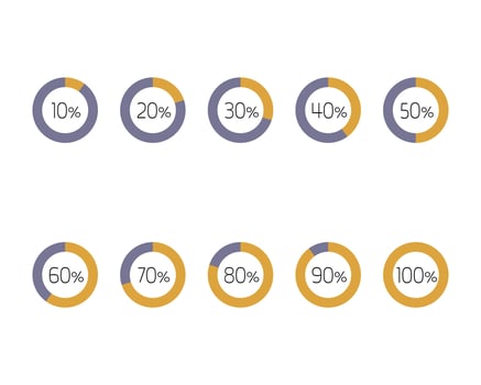 Collection Loading bar status icon. illustration. Set of loaded icons. Download progress. Donload or Upload. vector