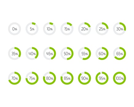 Collection Loading bar status icon. illustration. Set of loaded icons. Download progress. Donload or Upload. vector
