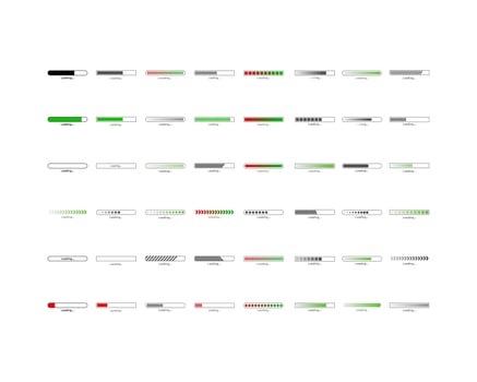 Collection Loading bar status icon. illustration. Set of loaded icons. Download progress. Donload or Upload. vector