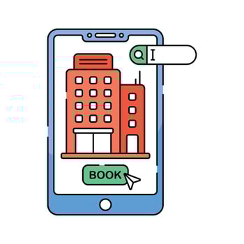 Hotel booking icon design, online hotel reservation platform vector