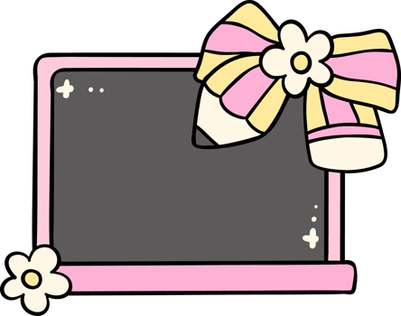 Coquette Girly blackboard school supplies png