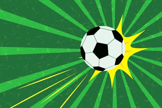 Football, ball scoring the goal, retro pop vector