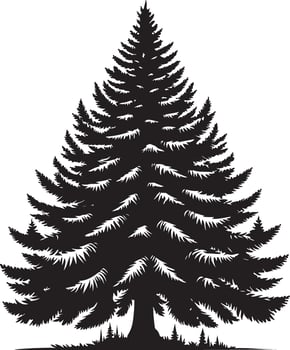 Spruce Tree, black color silhouette solid white background vector