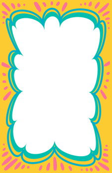 Wavy scallop border shape. Rectangle fun psychedelic hand drawn frame. Doodle cute design for text photo and picture. Groovy child template. Y2K decorative blank. png