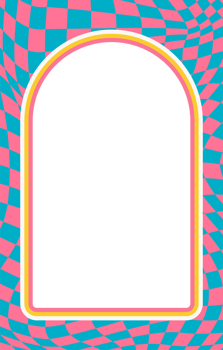 Wavy scallop border. Rectangle fun wavy chessboard frame. Cartoon hand drawn shapes for text picture and photo. Doodle groovy psychedelic template. Abstract funky y2k squiggle checkered bubble png