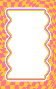Wavy scallop border. Rectangle fun wavy chessboard frame. Cartoon hand drawn shapes for text picture and photo. Doodle groovy psychedelic template. Abstract funky y2k squiggle checkered bubble png