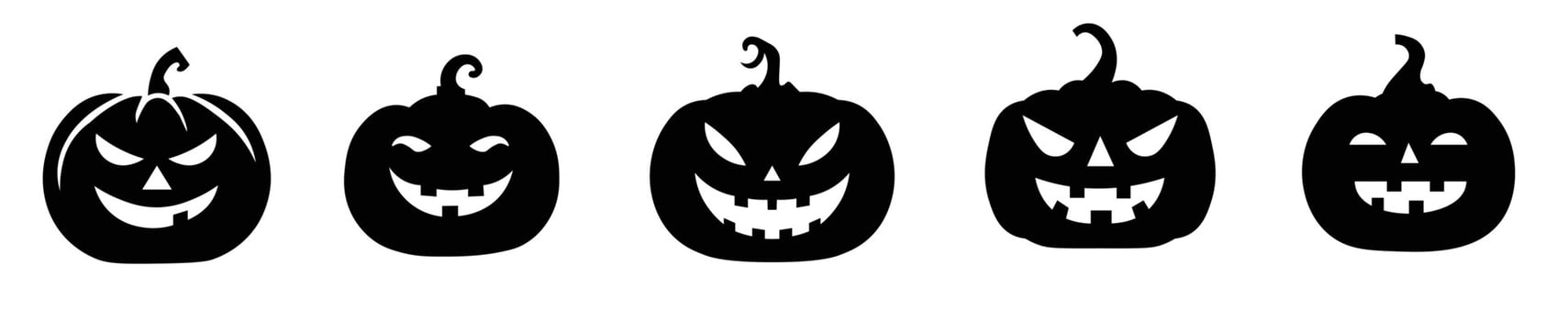 Halloween Pumpkin Icons Set Spooky Jack o Lantern Faces vector