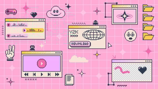 Retro y2k computer window page interface, UI vector