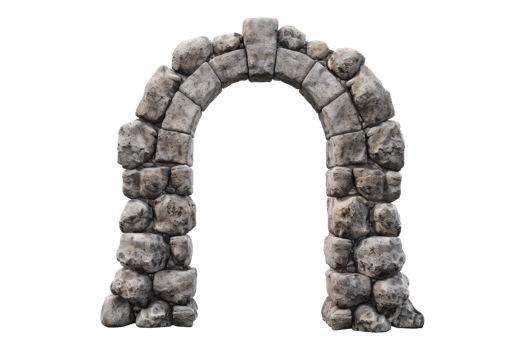 Stone arch door isolated on transparent background. png