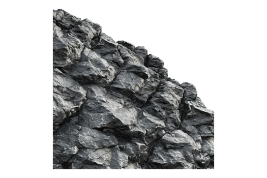 Rough rocky surface isolated on transparent background. png