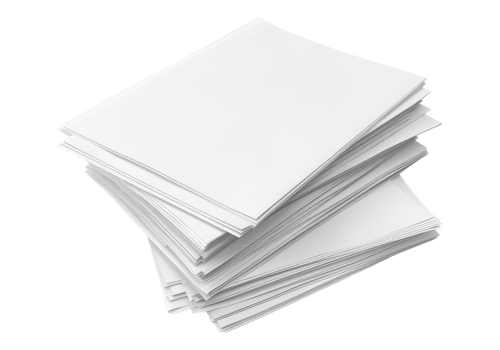 A stack of white paper on transparent background png