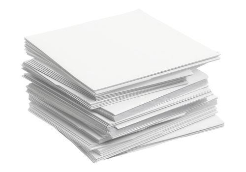 A stack of white paper on a transparent background png