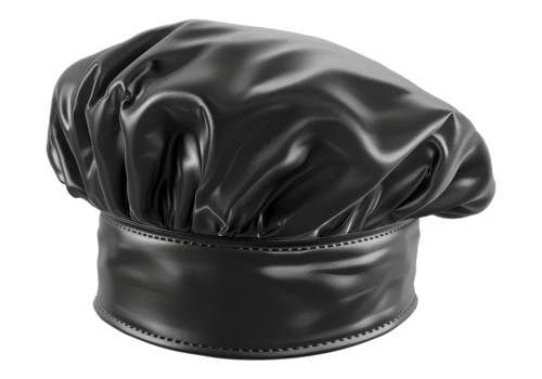 A black chef hat on a transparent background png