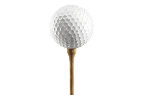 A golf ball on a wooden stick on a transparent background png